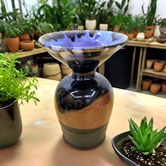 Vintage Drip Glazed Studio Pottery Vessel Vase - Picture 1 of 15